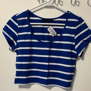 NWT Blue and White Striped Crop Top